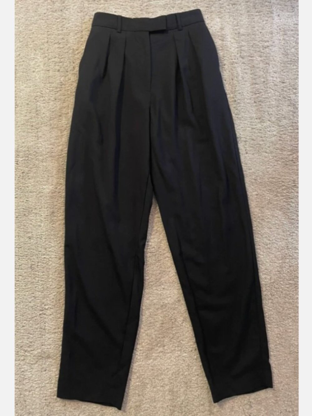 Paul Smith Sz IT 38 US 0 Made in Italy High-Waisted Pleated Wool Trousers Black